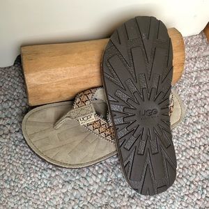 Authentic UGG tan cloth Sandals flip flops